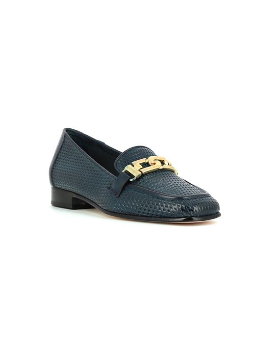 mocassino da donna in pelle traforata blu CARLA ORTI | S703X